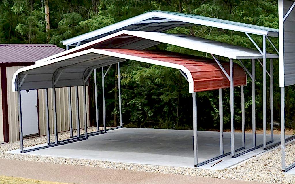 Steel carport with open sides